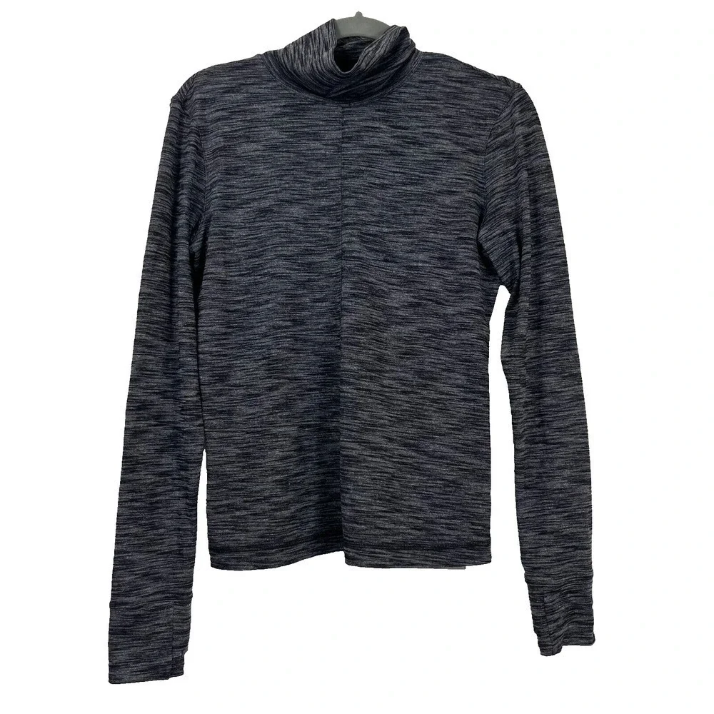 Lululemon Top Womens 8 Black Spacedye &Go Take-Off Long Sleeve Shirt Running